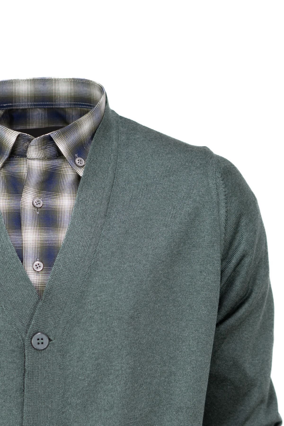 Erkek Mevsimlik Yünlü Örme Klasik Hırka V Yakalı Düğmeli Çift Cepli Rahat Kesim Tam Kalıp